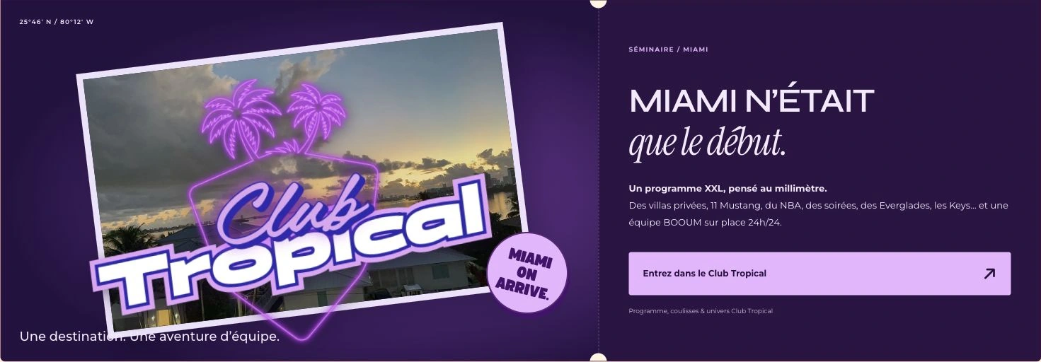 Module interactif des réalisations : l’univers Club Tropical à Miami