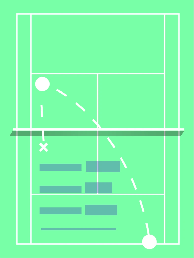 Affiche originale verte inspirée du tennis, textes masqués