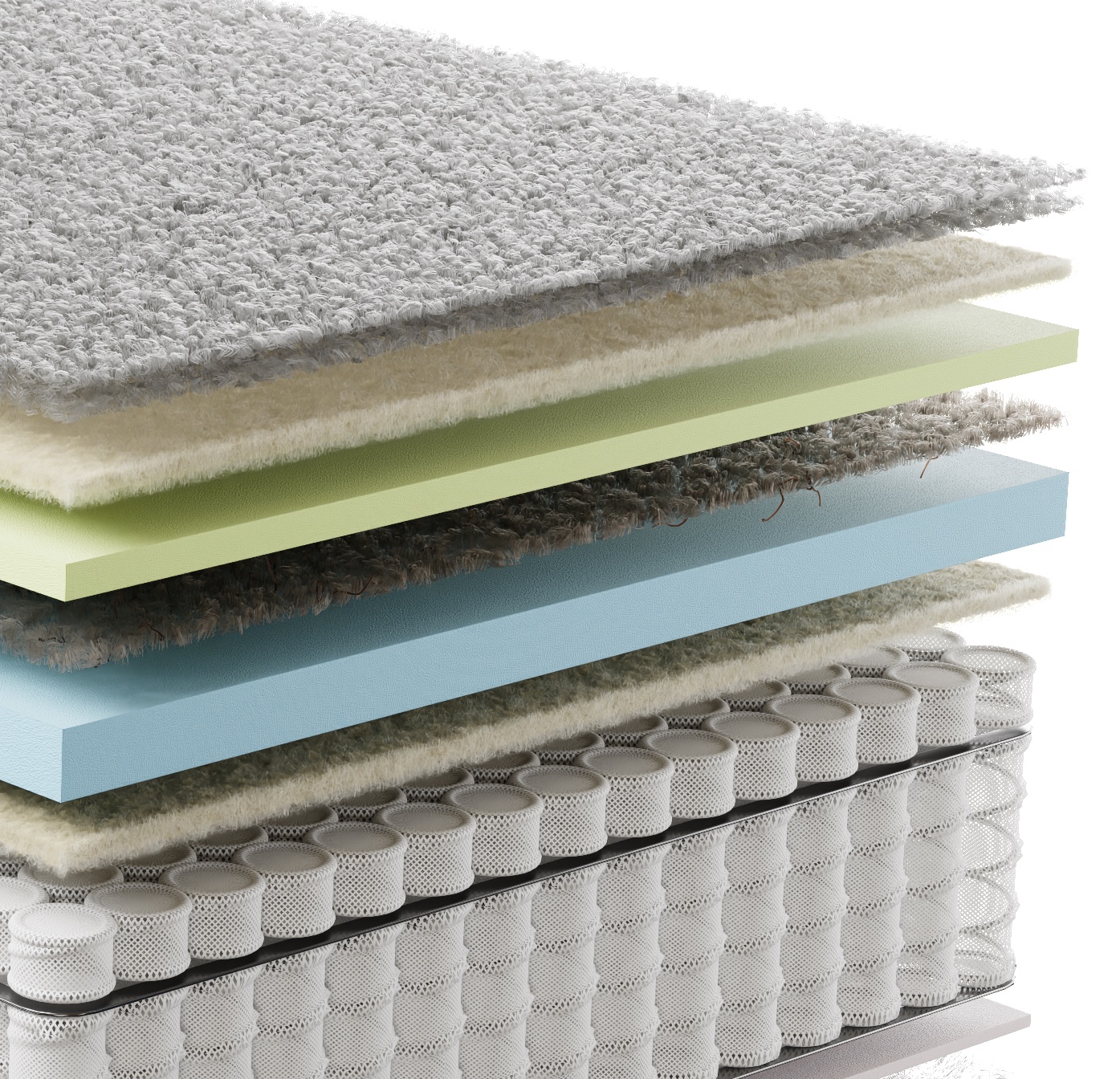 Macro des nappes de laine et des garnissages du matelas Chambois.