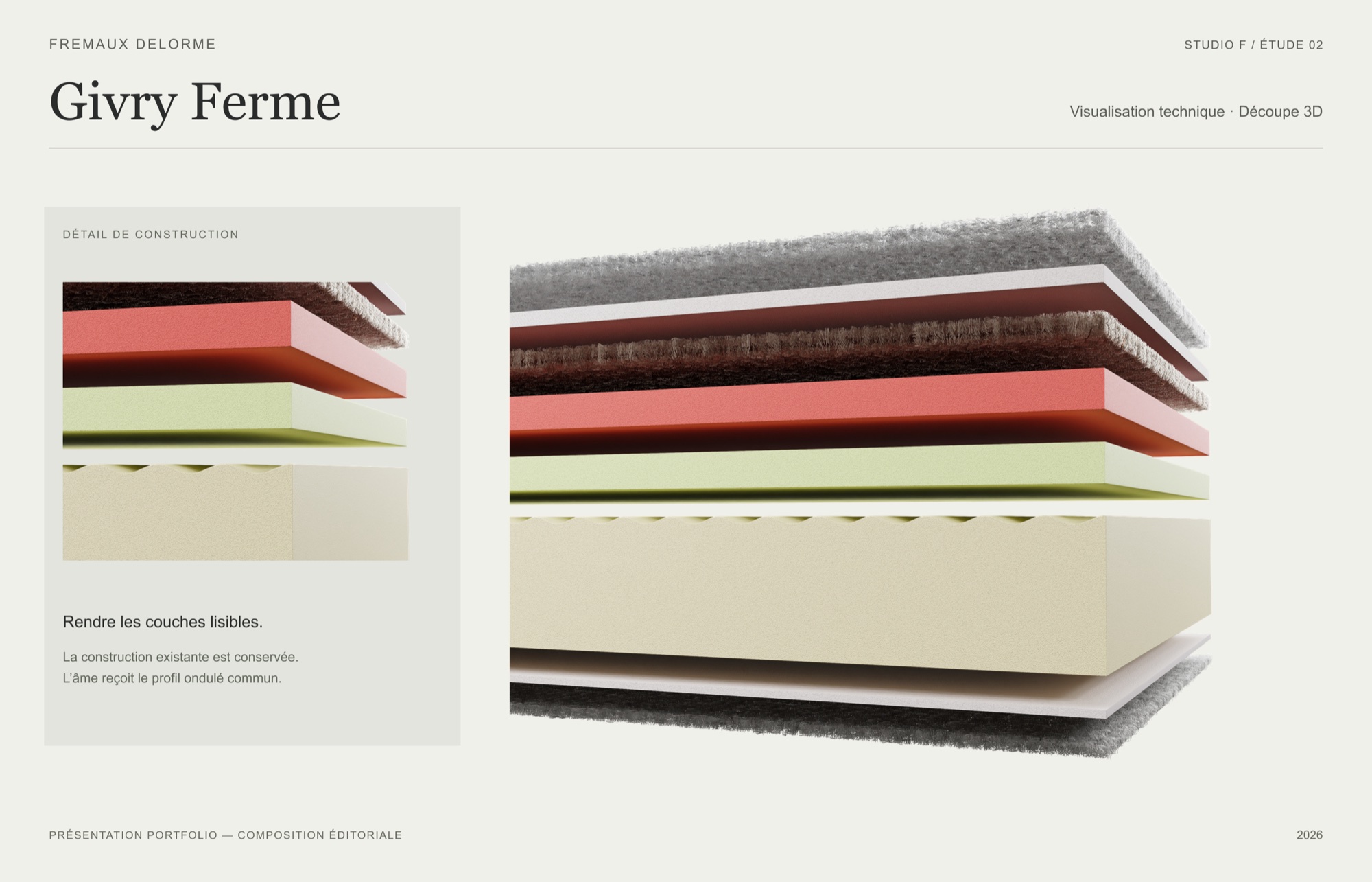 Coupe 3D du matelas Givry Ferme.