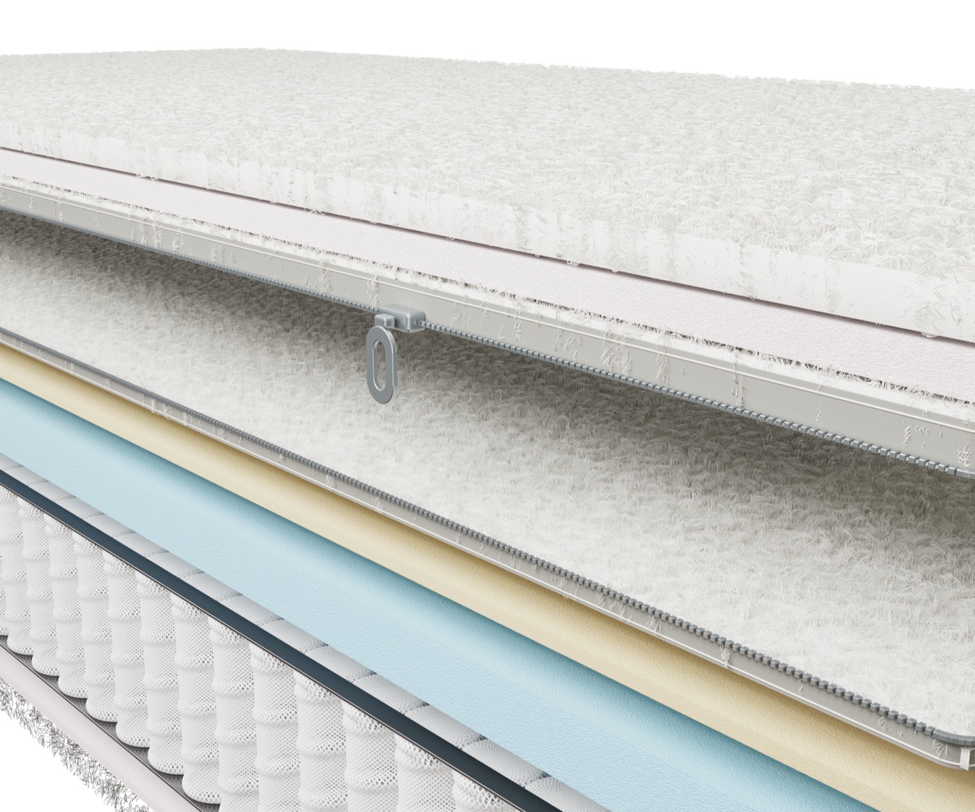 Gros plan sur la fermeture à glissière du matelas Zzzip Ferme.