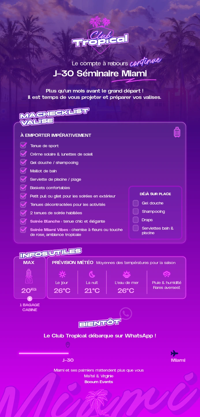 Email avant départ, J-30